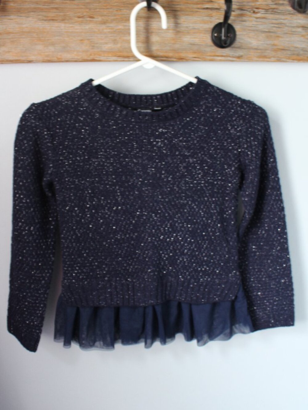 George Size M 7/8 Blue Sweater Silver Thread
